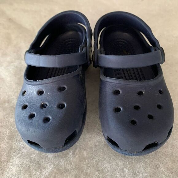 Crocs Size Infant 6-7 Blue Mary Jane Slingback Blue Casual Sandals Clogs - Picture 1 of 6